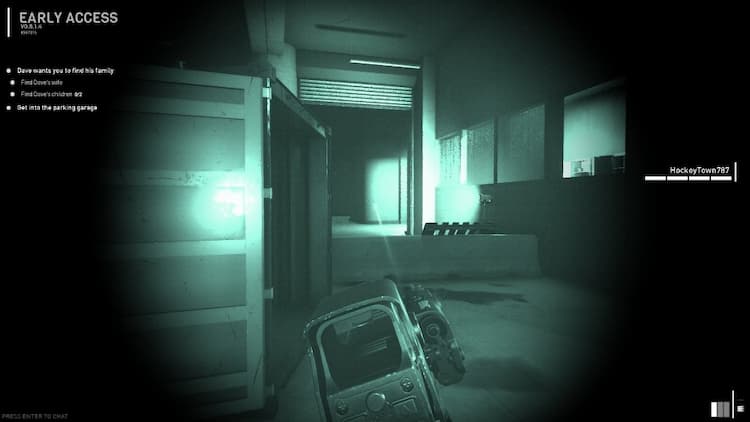 First person view with Night vision goggles aim a rifle