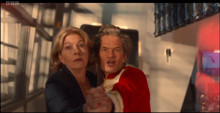 Kate Stewart being forced to dance with the toymaker, Reference is to "A series of unfortunate events".