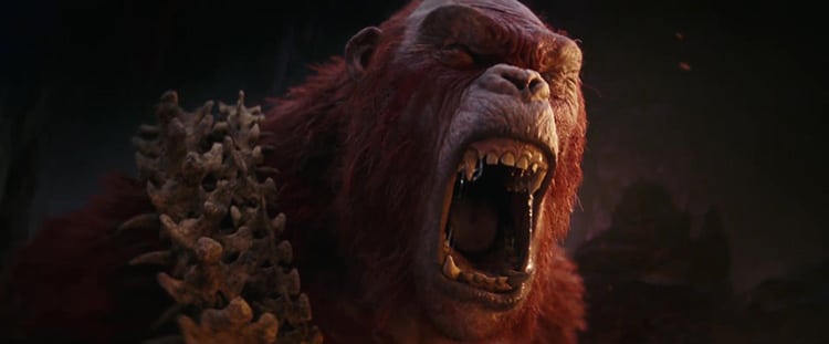 Close up on a snarling monkey-like monster