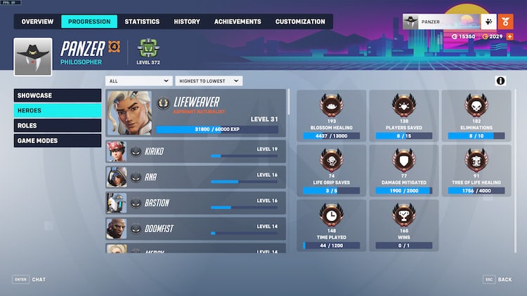 Level 31 Lifeweaver in the character progression menu.